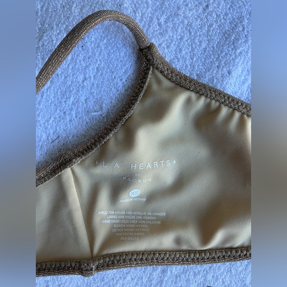 LA Hearts by PacSun Gold California Lurex Sporty Bikini Bottom - Picture 8 of 13